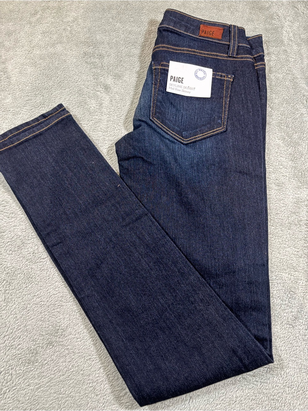 PAIGE Skyline Skinny Mid Rise Jeans Dark Wash Size 24 NWT